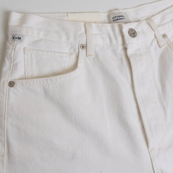 Citizen Of Humanity Camilla Frayed Hem Denim Shorts High Rise Starlight White - Picture 9 of 15